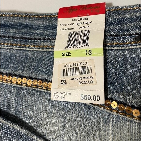 Apple Bottoms Y2K Women’s Size 18 Low Rise 4-Pocket Blue Denim Tribal Revival - Picture 6 of 11